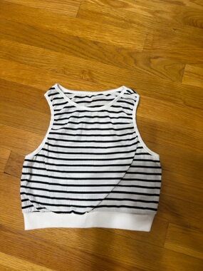 Black & White Striped Ribbed Tank Top